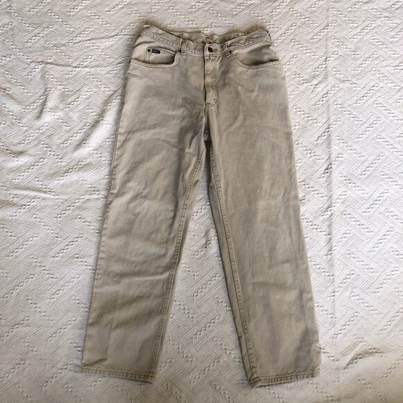 Vintage 90s Lee Relaxed Straight Leg Jeans Men’s Size 36x32 Tan Cream Khaki - Picture 1 of 10